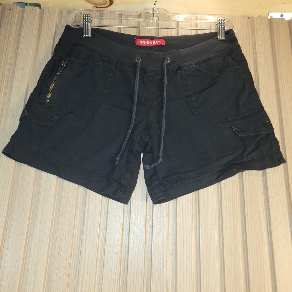 Unionbay Womens Cargo Shorts Black Drawstring Waist Utility Size 5 JB61835